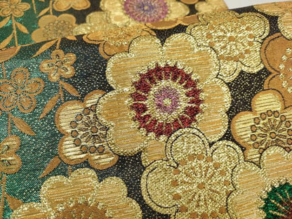 平和屋着物▼六通柄袋帯　花尽くし　金糸　正絹　逸品　AABI3715wj