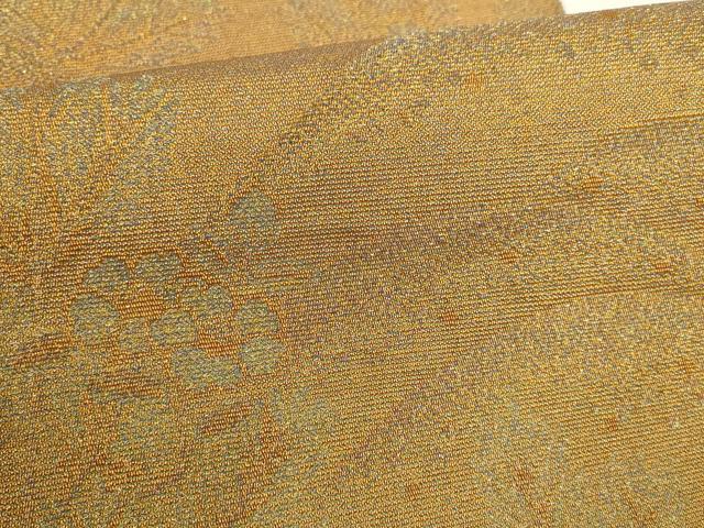 平和屋着物▼全通柄袋帯　遠山花文　金糸　正絹　逸品　AABI3717wj