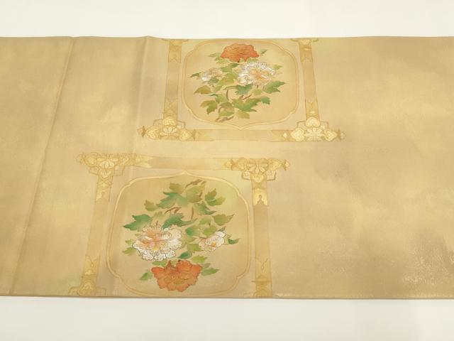 平和屋着物▼太鼓柄袋帯　刺繍　天井花文　金糸　引箔　正絹　逸品　AABI3720wj