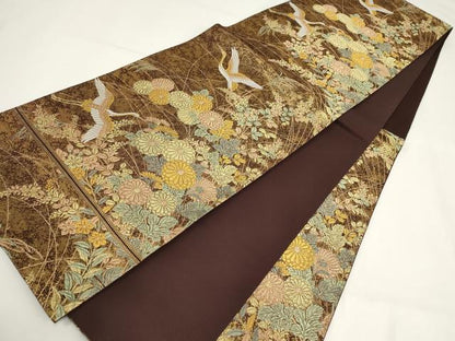 平和屋着物▼六通柄袋帯　九百錦　蒔絵百景　金糸　正絹　逸品　AABI3744wj