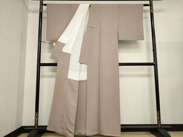 平和屋着物●上質な色無地　花唐草地紋　梅染色　正絹　逸品　AABI3767ck