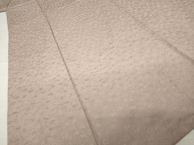 平和屋着物●上質な色無地　花唐草地紋　梅染色　正絹　逸品　AABI3767ck