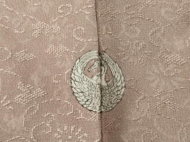 平和屋着物●上質な色無地　花唐草地紋　梅染色　正絹　逸品　AABI3767ck