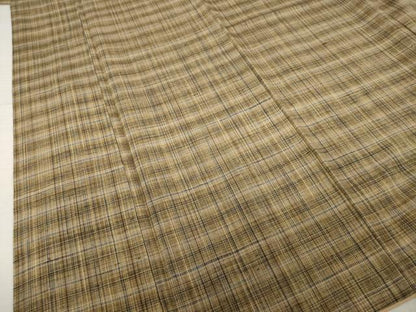 平和屋着物●上質な紬　格子　正絹　逸品　AABI3770ck