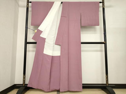 平和屋着物●上質な色無地　梅鼠色　正絹　逸品　AABI3771ck