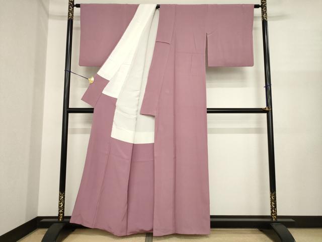 平和屋着物●上質な色無地　梅鼠色　正絹　逸品　AABI3771ck