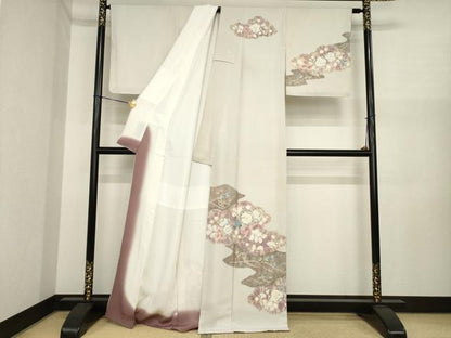 平和屋着物●十日町　名門　滝泰謹製　訪問着　辻が花　絞り　舞花文　正絹　逸品　AABI3772ck