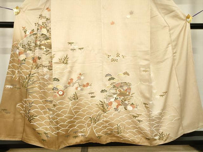 平和屋着物●訪問着　地紙花文　暈し染め　金彩　正絹　逸品　AABI3774ck
