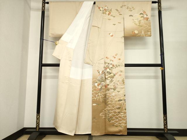 平和屋着物●訪問着　地紙花文　暈し染め　金彩　正絹　逸品　AABI3774ck