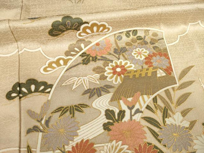 平和屋着物●訪問着　地紙花文　暈し染め　金彩　正絹　逸品　AABI3774ck