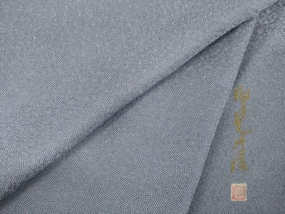 平和屋着物●伝統工芸師　服部光擴　江戸小紋　鮫小紋柄　正絹　逸品　AABI3777ck