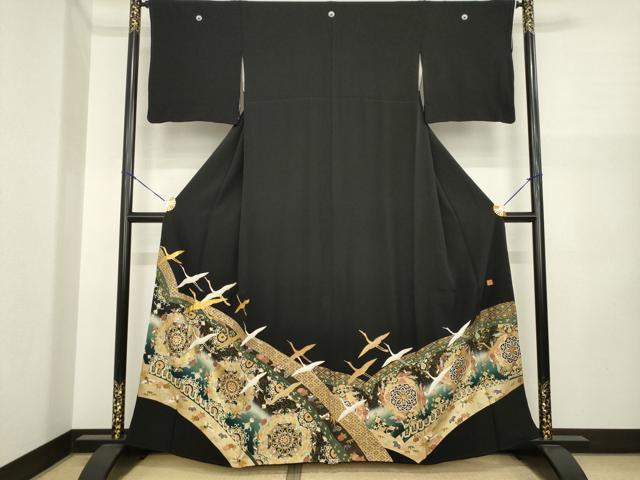 平和屋着物●世界的ファッションデザイナー　山本寛斎　kansaiブランド　駒刺繍　飛鶴正倉院花文　金彩　正絹　逸品　AABI3780ck