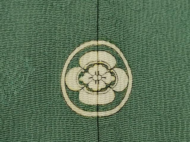 平和屋着物●上質な色無地　宝づく地紋　柳煤竹色　正絹　逸品　AABI3781ck