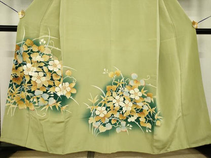 平和屋着物●豪華色留袖　刺繍　草花文　暈し染め　正絹　逸品　AABI3783ck