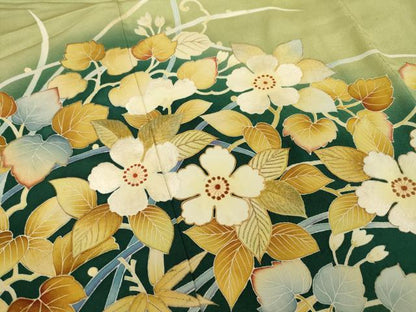 平和屋着物●豪華色留袖　刺繍　草花文　暈し染め　正絹　逸品　AABI3783ck