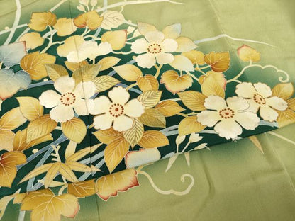 平和屋着物●豪華色留袖　刺繍　草花文　暈し染め　正絹　逸品　AABI3783ck