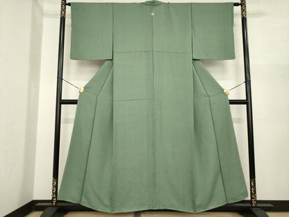平和屋着物●上質な色無地　藍媚茶色　正絹　逸品　AABI3786ck