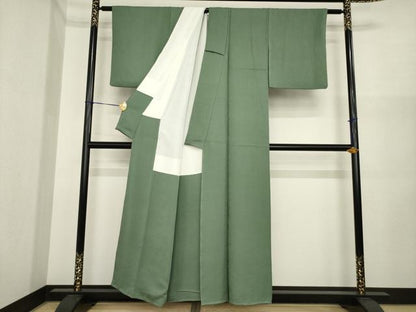 平和屋着物●上質な色無地　藍媚茶色　正絹　逸品　AABI3786ck