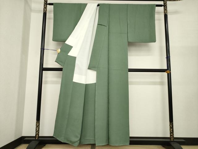 平和屋着物●上質な色無地　藍媚茶色　正絹　逸品　AABI3786ck