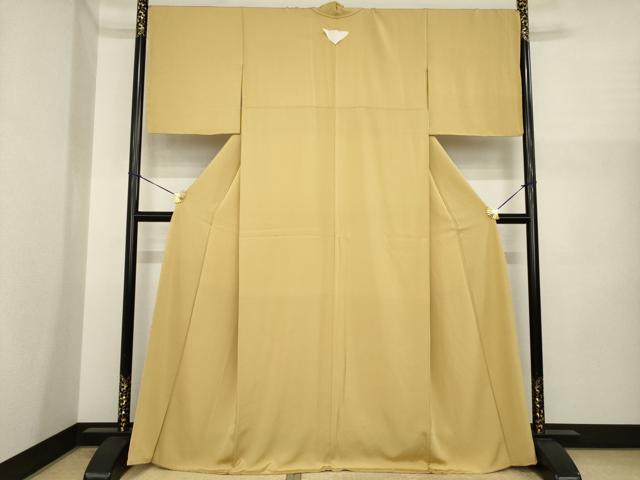 平和屋着物●上質な色無地　黄唐茶色　正絹　逸品　AABI3788ck