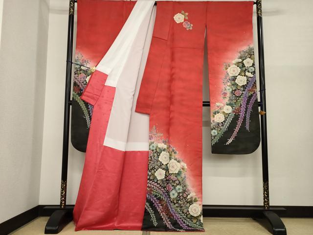 平和屋着物●豪華振袖　辻が花　絞り　舞花文　金彩　銀通し地　正絹　逸品　AABI3790ck