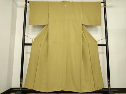 平和屋着物●上質な色無地　朽葉色　正絹　逸品　AABI3791ck