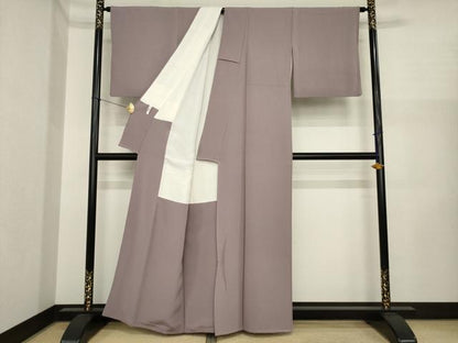 平和屋着物●上質な色無地　梅鼠色　正絹　逸品　AABI3794ck
