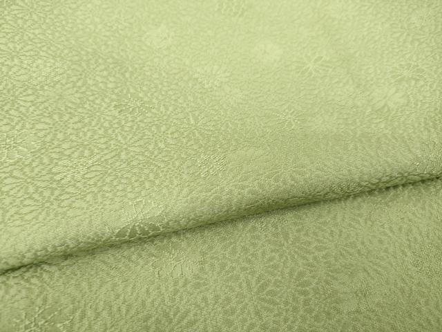 平和屋着物●上質な色無地　花尽くし地紋　海松色　正絹　逸品　AABI3798ck