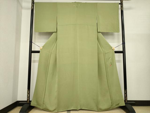 平和屋着物●上質な色無地　作家物　海松色　正絹　逸品　未使用　AABI3799ck
