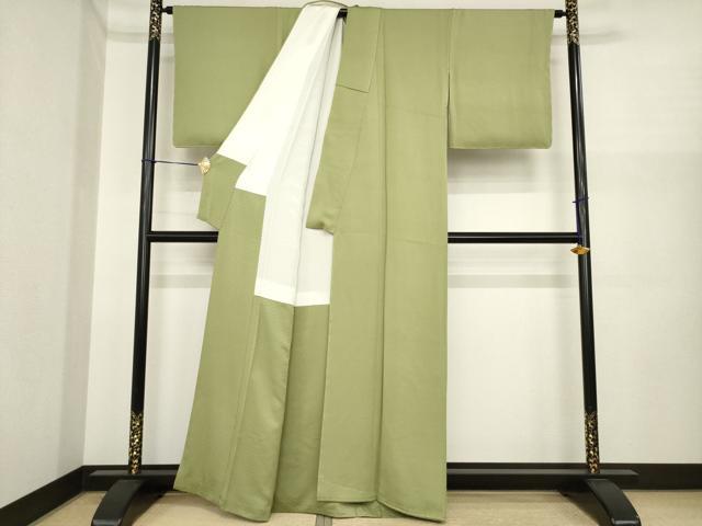 平和屋着物●上質な色無地　作家物　海松色　正絹　逸品　未使用　AABI3799ck