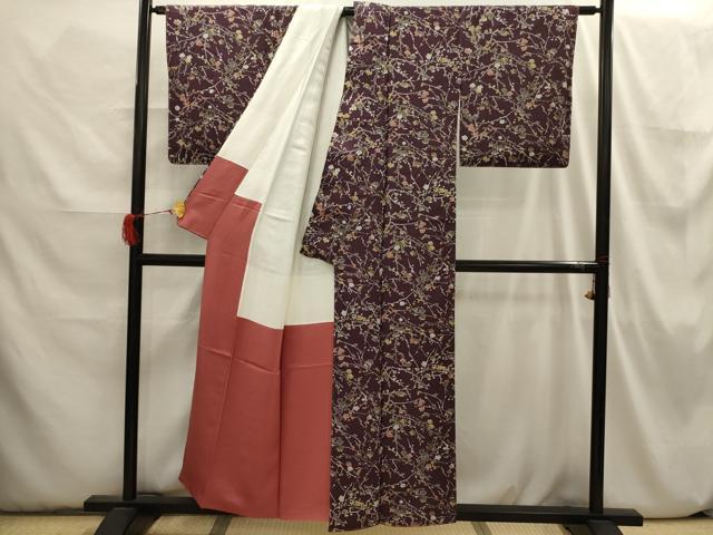 平和屋着物■上質な小紋 枝梅文 正絹 逸品 AABI3808sx