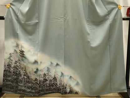 平和屋着物■訪問着 風景文 暈し染め 正絹 逸品 AABI3811sx