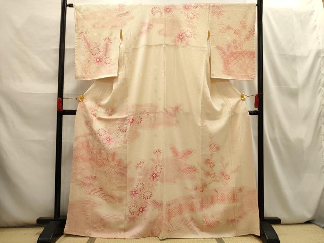 平和屋着物■訪問着 総絞り 花籬文 正絹 逸品 AABI3816sx