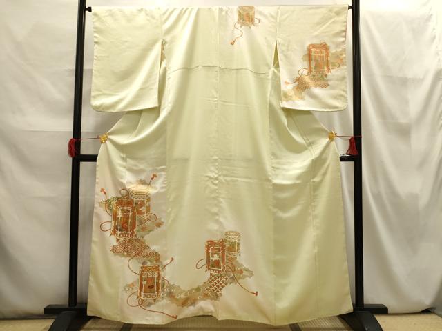 平和屋着物■訪問着 駒刺繍 貝桶吉祥花文 暈し染め 金彩 正絹 逸品 AABI3819sx