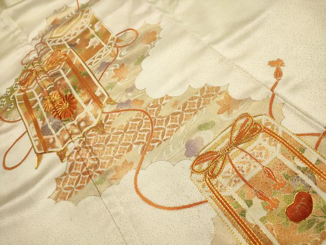 平和屋着物■訪問着 駒刺繍 貝桶吉祥花文 暈し染め 金彩 正絹 逸品 AABI3819sx