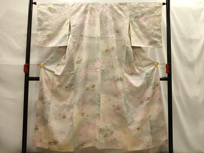 平和屋着物■上質な小紋 扇面花文 暈し染め 正絹 逸品 AABI3820sx
