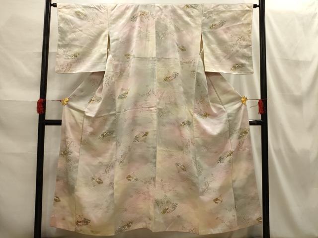 平和屋着物■上質な小紋 扇面花文 暈し染め 正絹 逸品 AABI3820sx