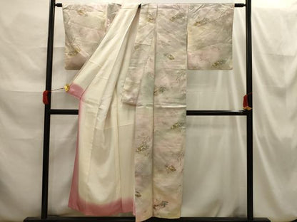 平和屋着物■上質な小紋 扇面花文 暈し染め 正絹 逸品 AABI3820sx