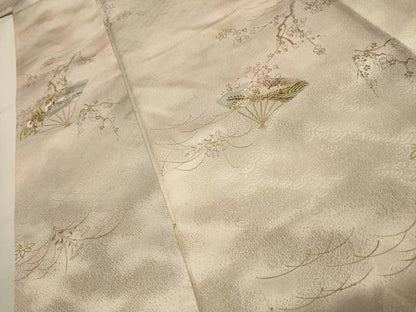 平和屋着物■上質な小紋 扇面花文 暈し染め 正絹 逸品 AABI3820sx