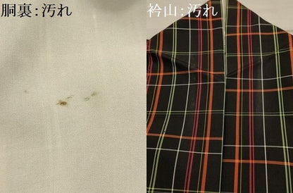 平和屋着物■上質な紬 格子 黒地 正絹 逸品 AABI3822sx