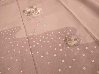 平和屋着物■訪問着 刺繍 花鏡裏文 金糸 正絹 逸品 AABI3826sx