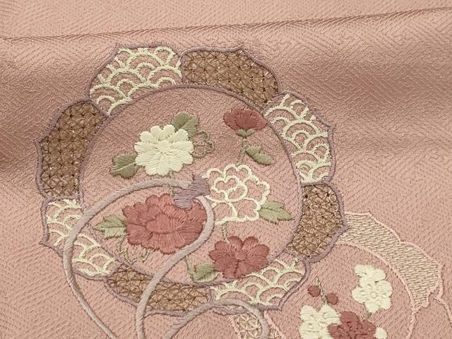 平和屋着物■訪問着 刺繍 花鏡裏文 金糸 正絹 逸品 AABI3826sx