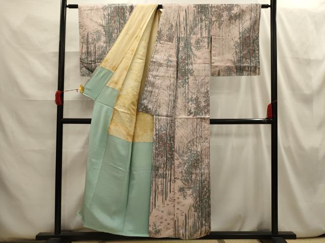 平和屋着物■上質な小紋 樹林文 銀糸 正絹 逸品 AABI3828sx
