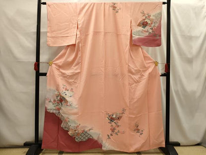 平和屋着物■訪問着 流水地紙花籬文 暈し染め 金彩 正絹 逸品 AABI3829sx