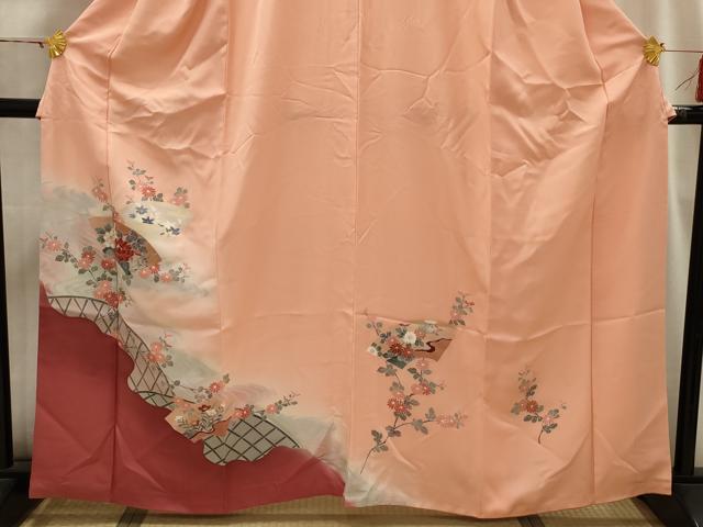 平和屋着物■訪問着 流水地紙花籬文 暈し染め 金彩 正絹 逸品 AABI3829sx