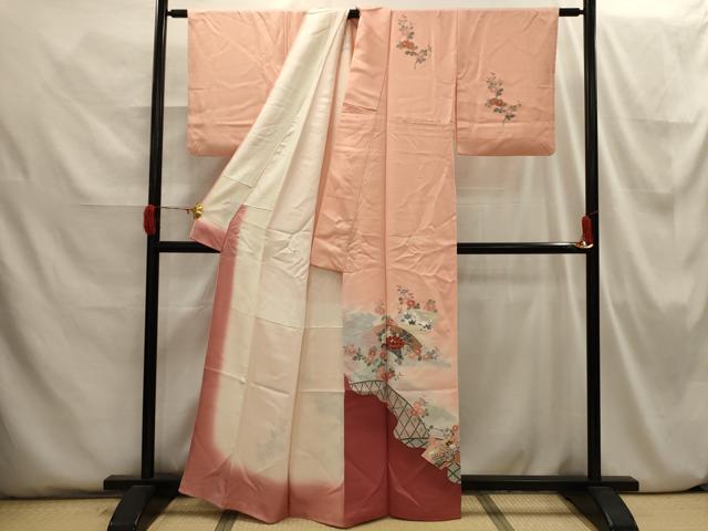 平和屋着物■訪問着 流水地紙花籬文 暈し染め 金彩 正絹 逸品 AABI3829sx