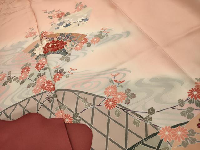 平和屋着物■訪問着 流水地紙花籬文 暈し染め 金彩 正絹 逸品 AABI3829sx