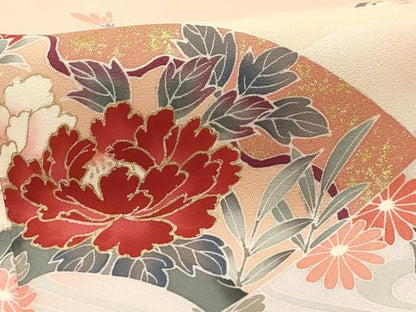 平和屋着物■訪問着 流水地紙花籬文 暈し染め 金彩 正絹 逸品 AABI3829sx