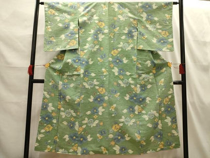 平和屋着物■上質な紬 舞花文 正絹 逸品 AABI3831sx