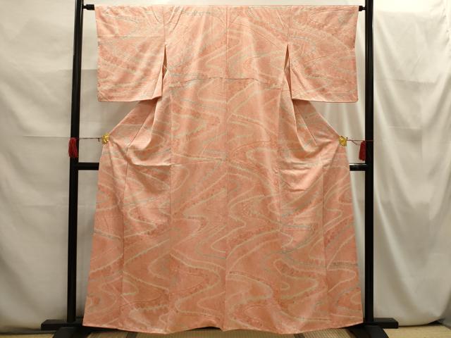 平和屋着物■上質な小紋 絞り 流水花文 金彩 正絹 逸品 AABI3832sx